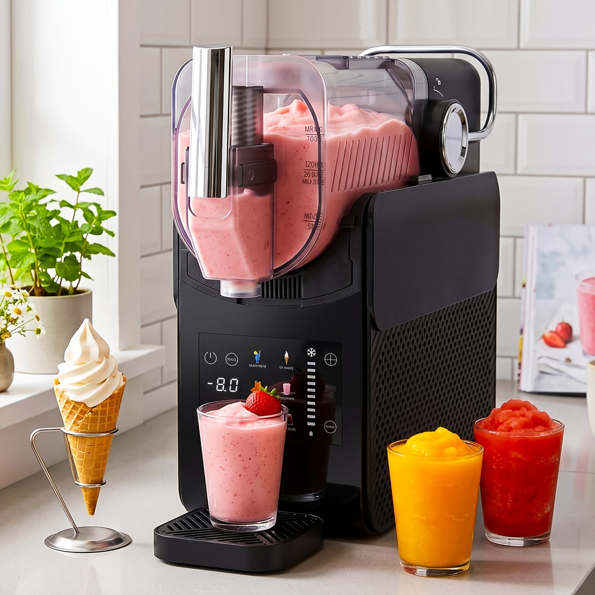 😍 6-in-1Slushie Machine, 67.63oz Ice Shaver Machine for Home