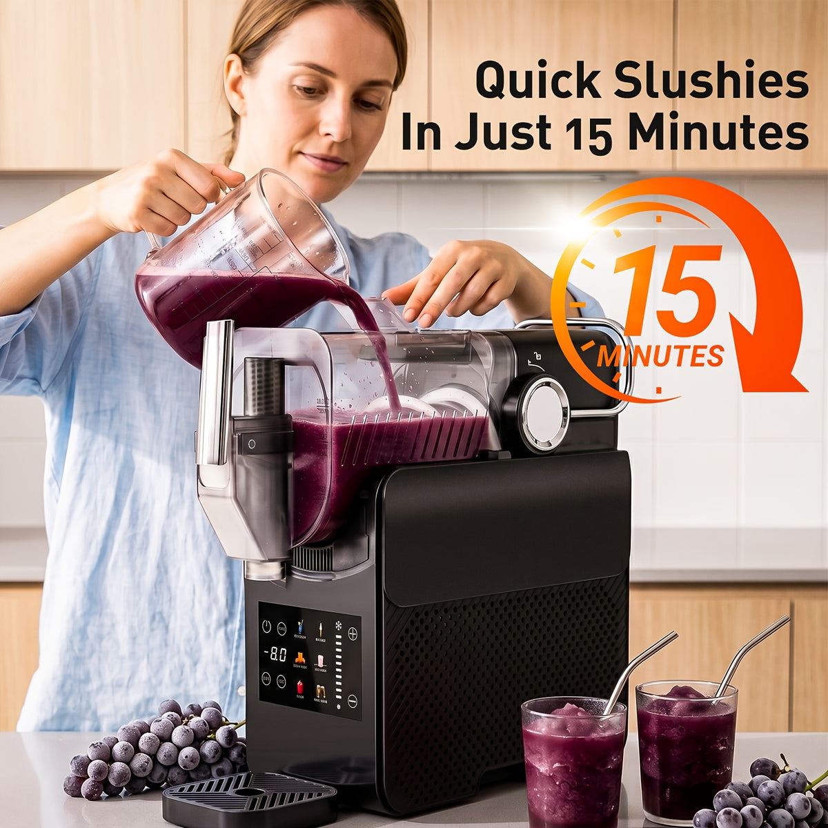 😍 6-in-1Slushie Machine, 67.63oz Ice Shaver Machine for Home