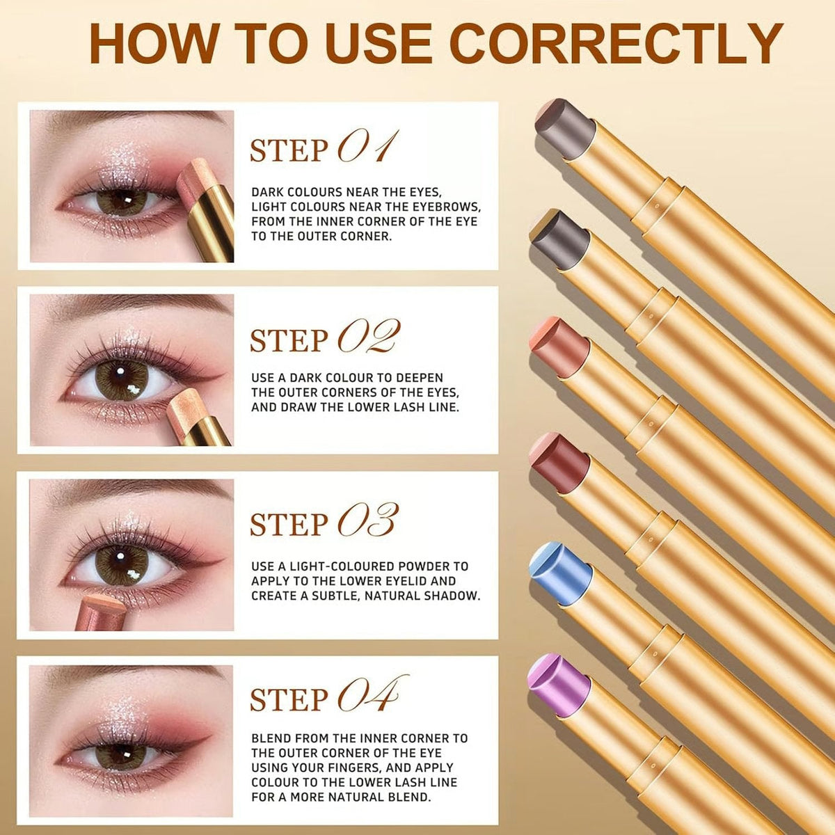 Creamy 3-Color Eyeshadow Stick - Swipe, Blend & Go