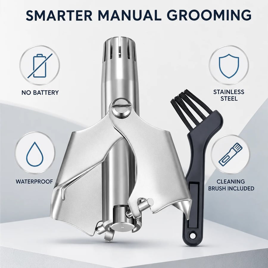 Manual Nose Hair Trimmer - Precision Grooming. No Battery Needed