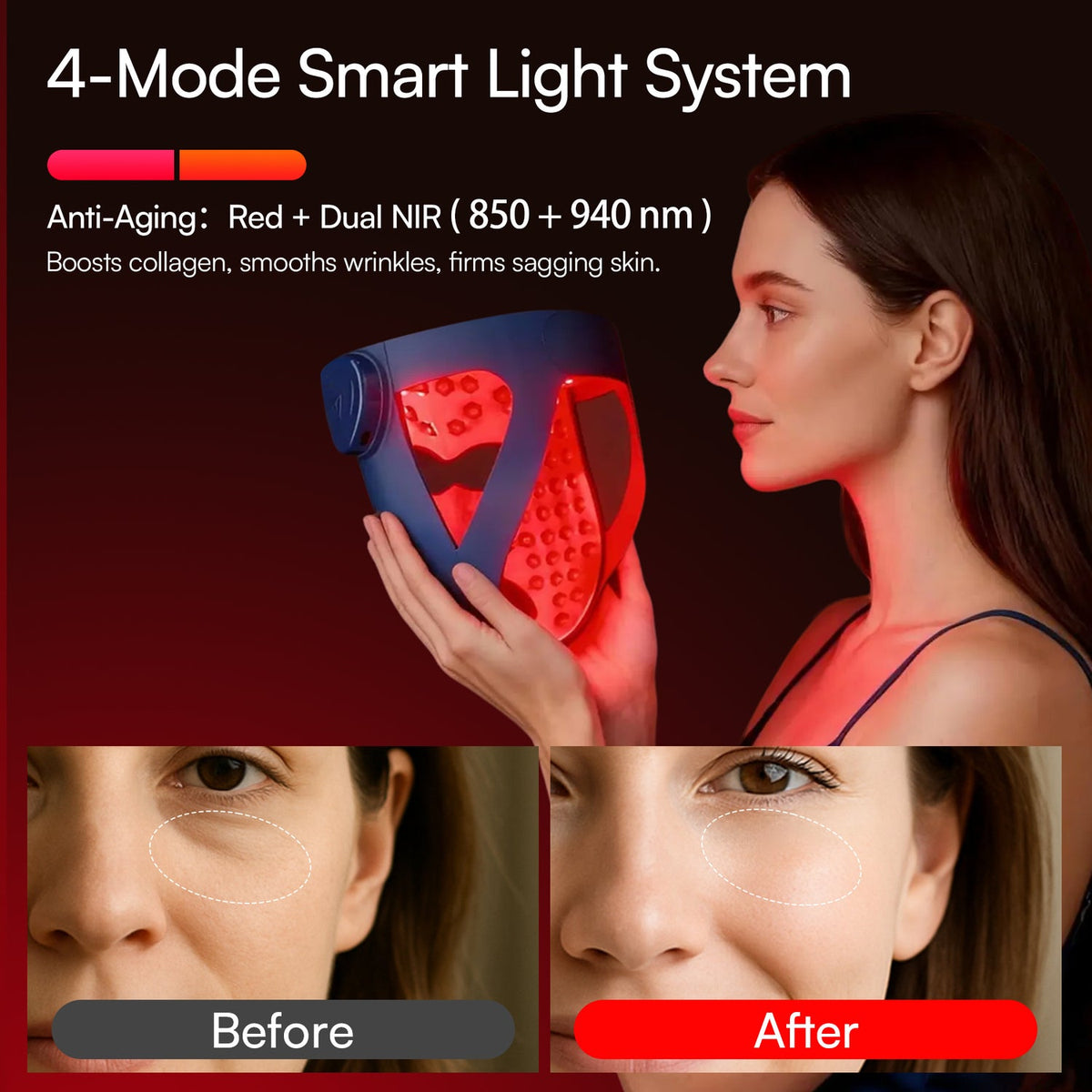4D Wireless 940 nm Dual Near-Infrared LED Mask