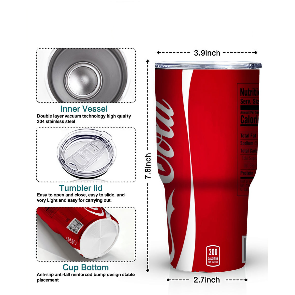 Vacuum Insulated Stainless Steel Cup with Lid And Straw
