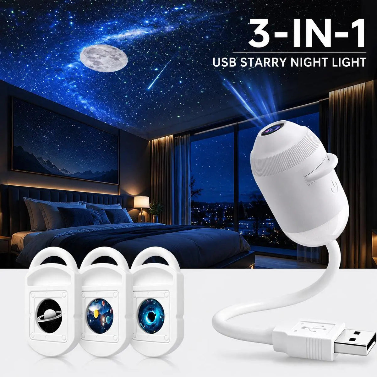 🎇USB Star Projector Lamp, GalaxyProjection & Bedside Night Light
