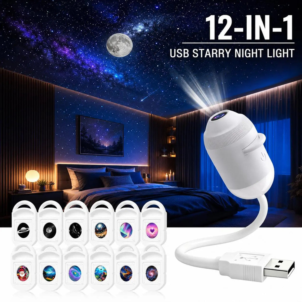 🎇USB Star Projector Lamp, GalaxyProjection & Bedside Night Light